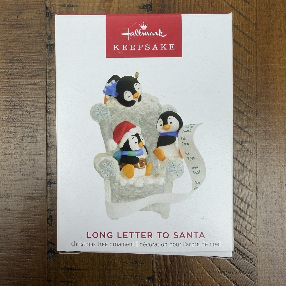 2023 Hallmark Keepsake Long Letter To Santa Claus Playful Penguins in Ice Chair